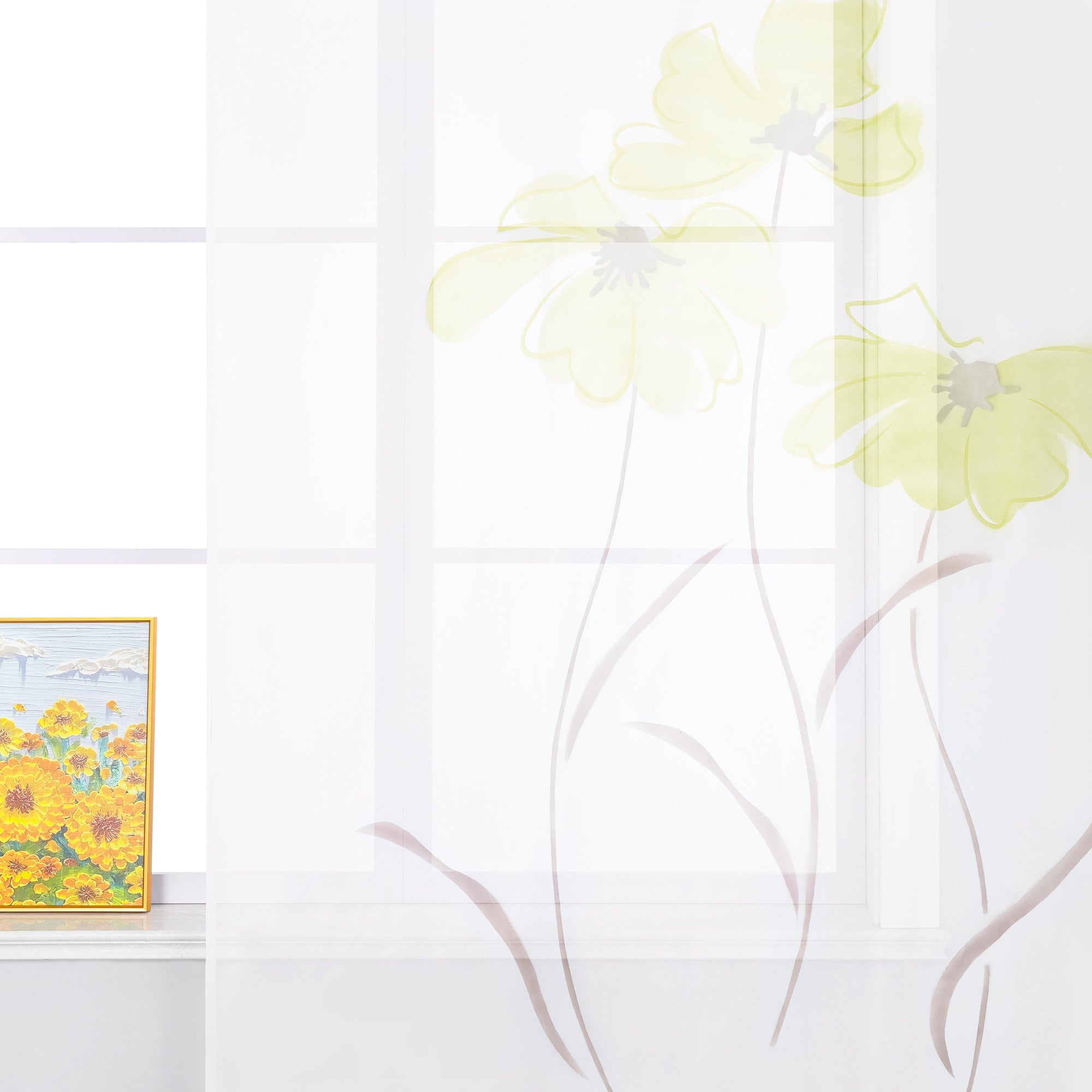Curtain with Floral Pattern with Tab-Top Hanging 1 Piece