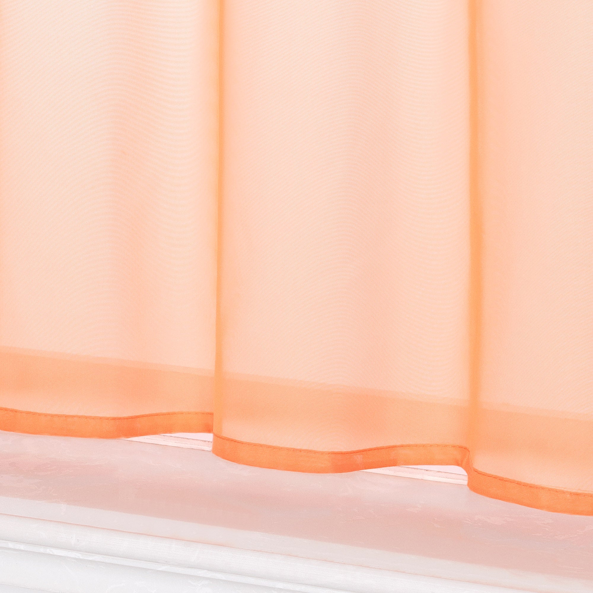 Cafe Curtain Solid Color with Tab-Top Hanging - Orange, H x W 60 x 120cm