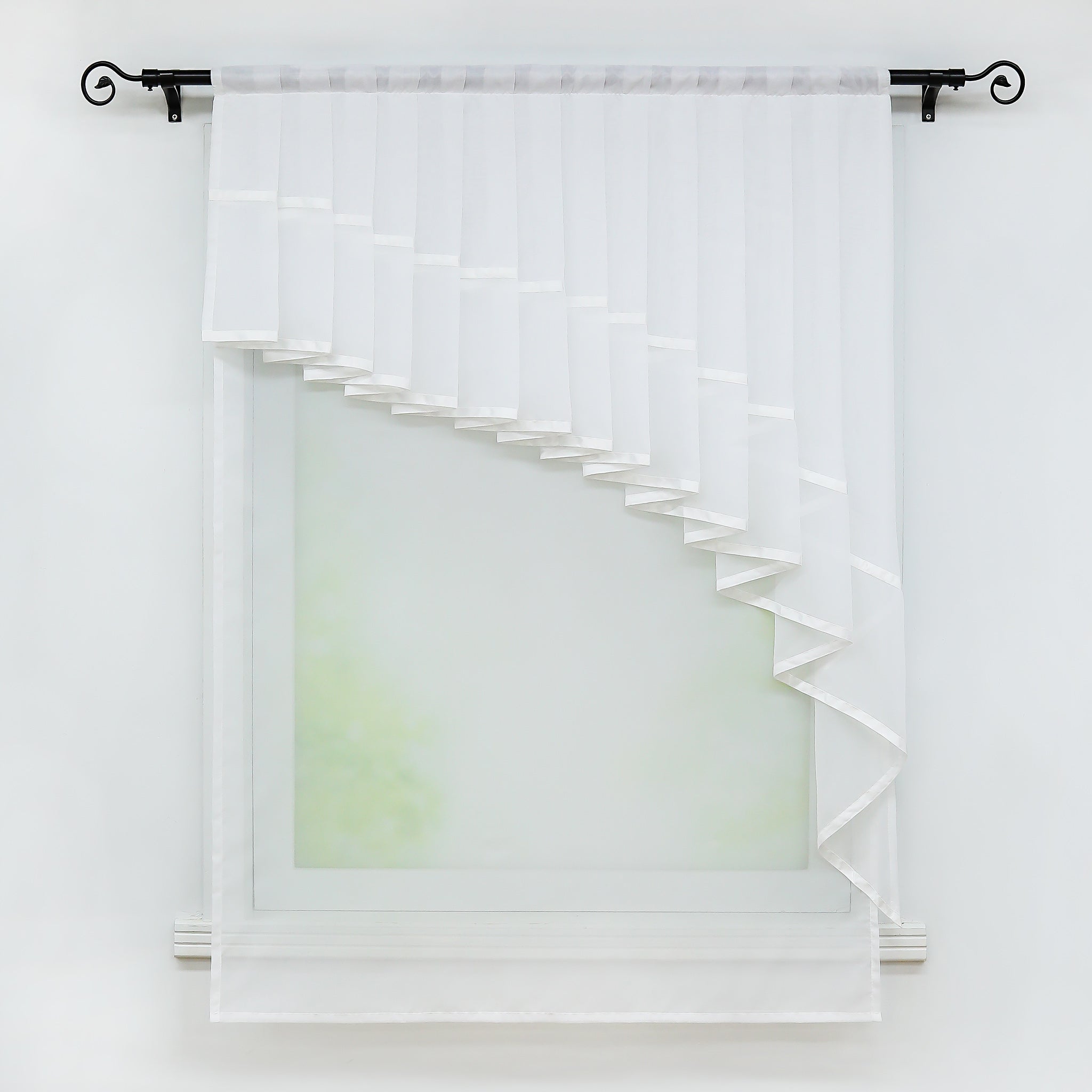 Romantic Curtain with Valance 2-in-1 Design - Green, W x H 60 x 140cm