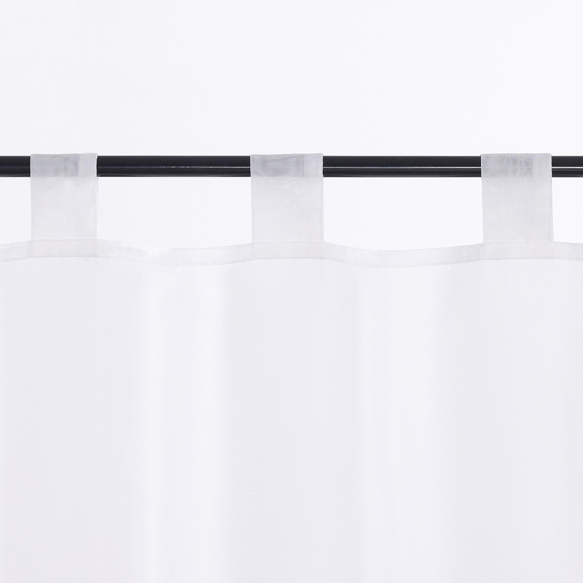 Cafe Curtain Solid Color with Tab-Top Hanging - White, H x W 60 x 90cm