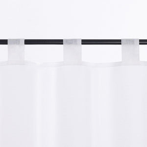 Cafe Curtain Solid Color with Tab-Top Hanging - White, H x W 60 x 90cm