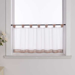 Cafe Curtain with Decorative Ribbon - Green, H x W 30 x 90cm