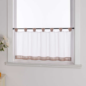 Cafe Curtain with Decorative Ribbon - Green, H x W 30 x 120cm
