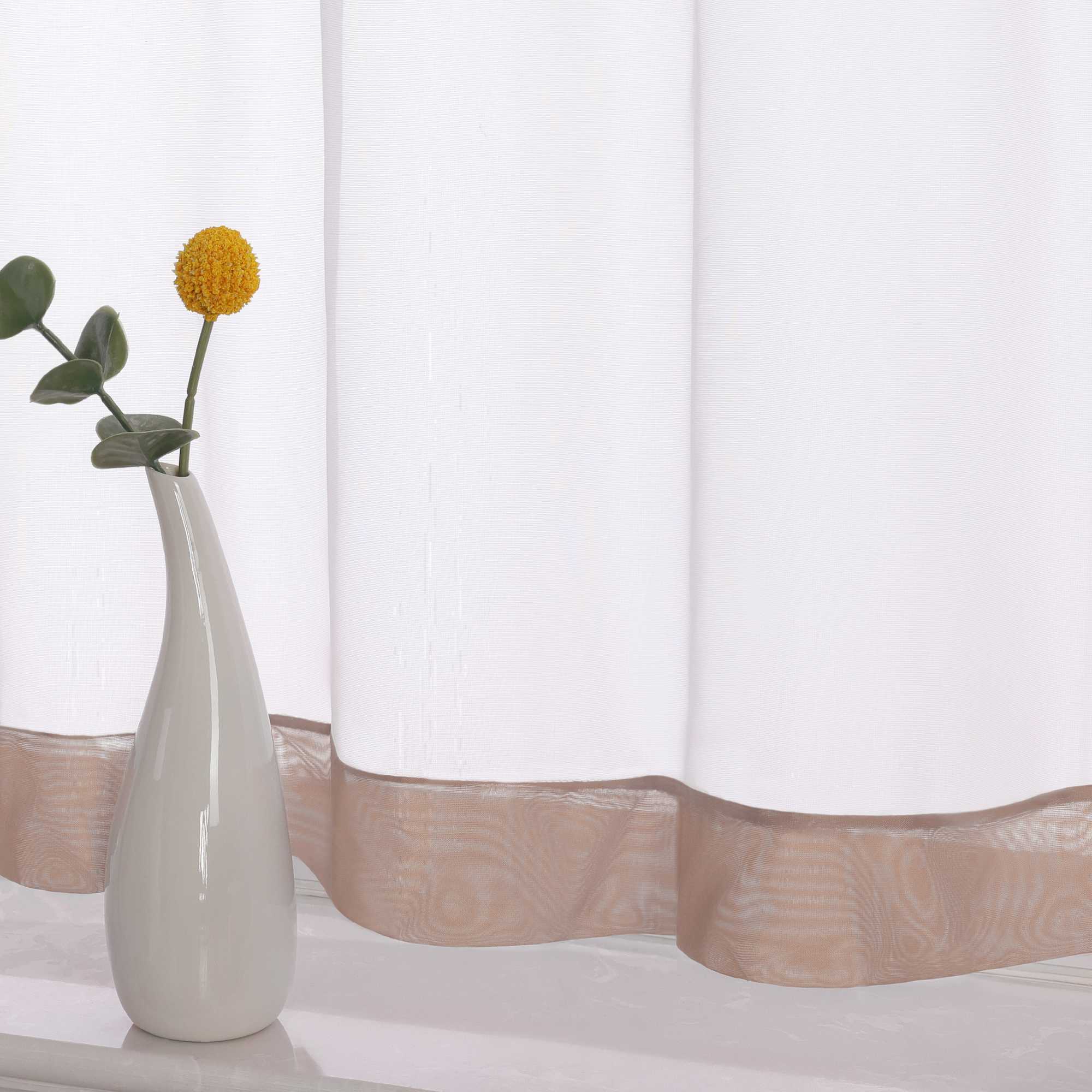 Cafe Curtain with Decorative Ribbon - Green, H x W 45 x 120cm