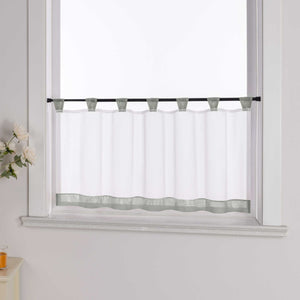 Cafe Curtain with Decorative Ribbon - Burgundy, H x W 30 x 120cm