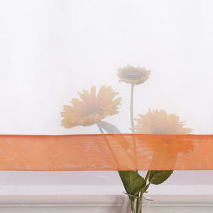 Cafe Curtain with Decorative Ribbon - orange, H x W 45 x 90cm