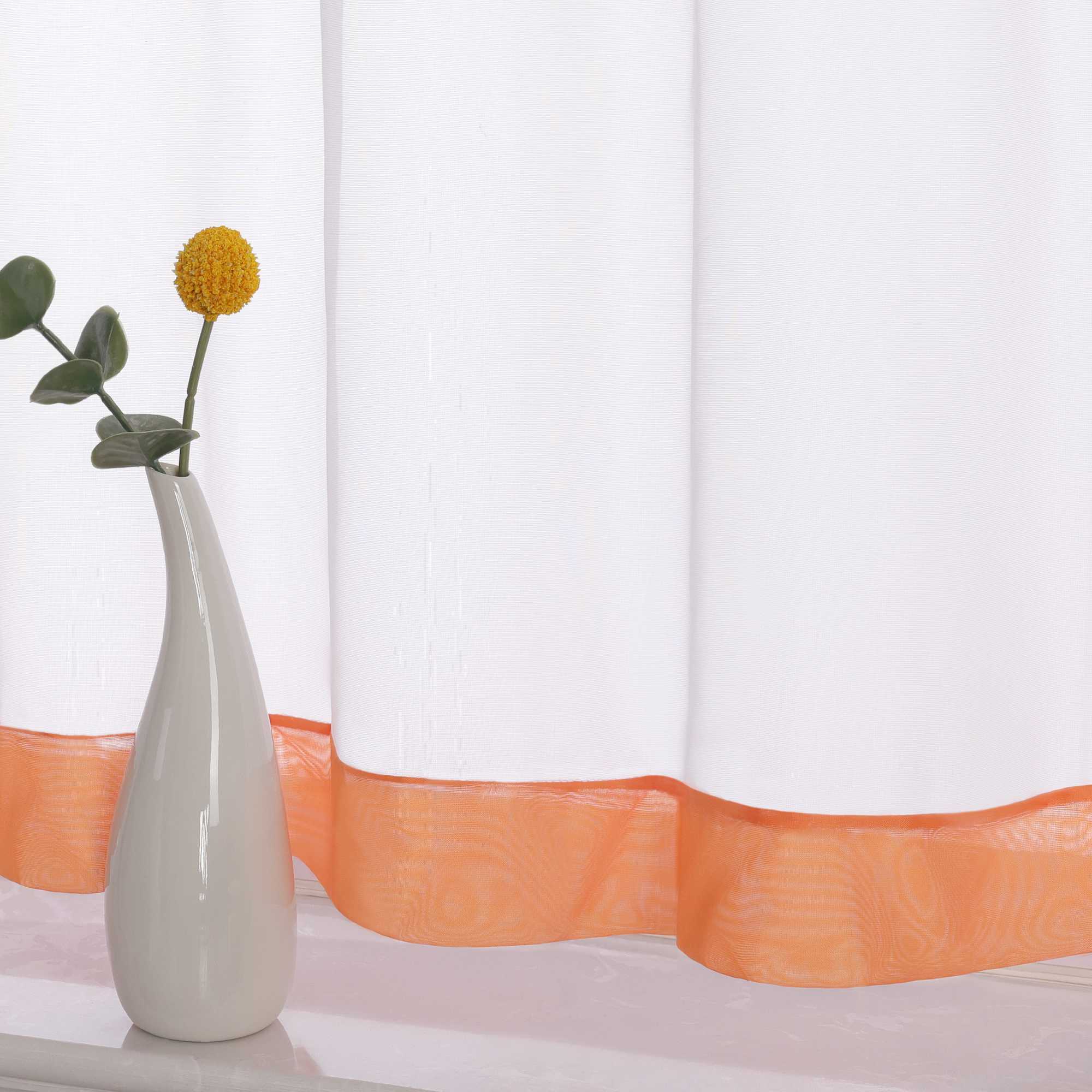 Cafe Curtain with Decorative Ribbon - orange, H x W 30 x 120cm