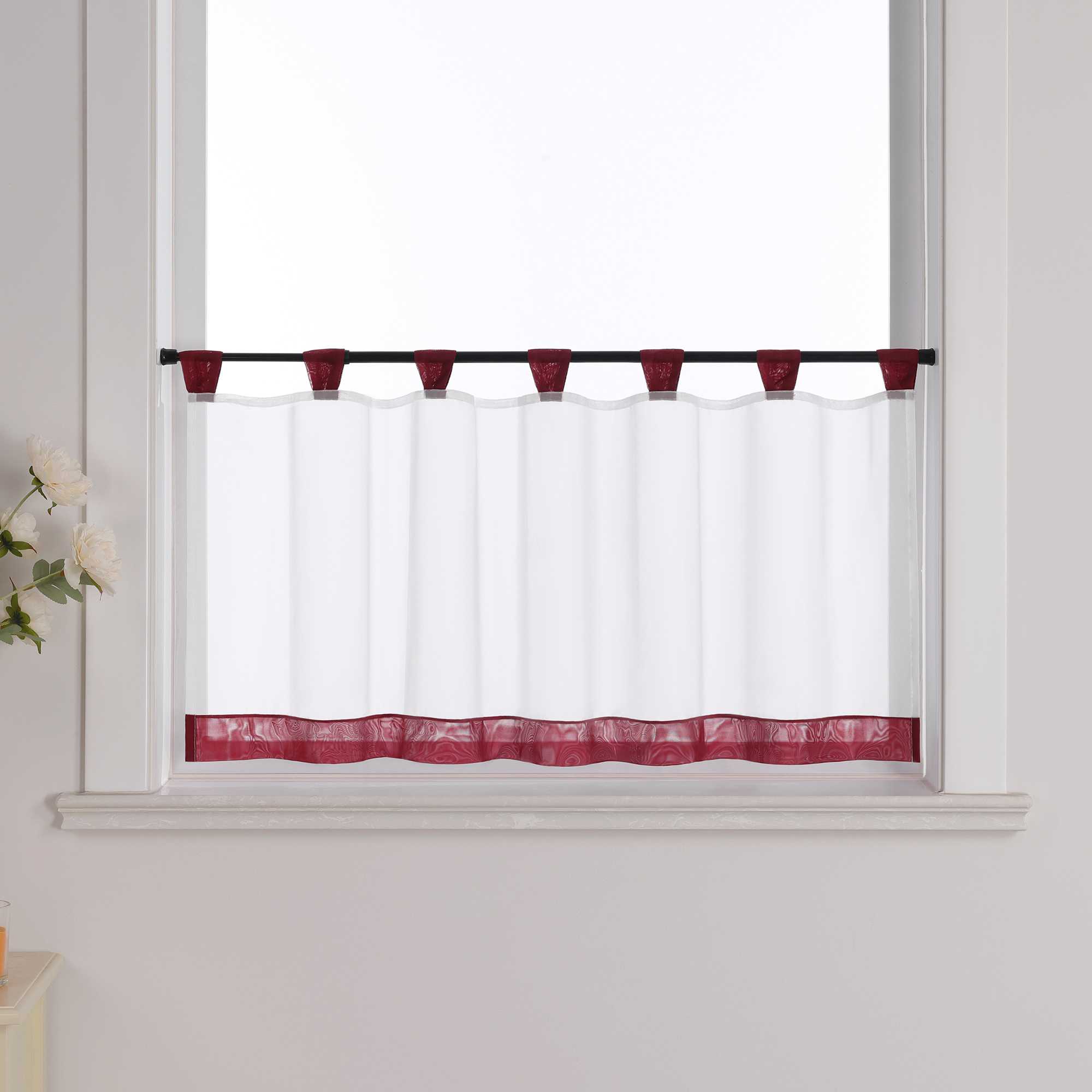 Cafe Curtain with Decorative Ribbon - orange, H x W 45 x 145cm