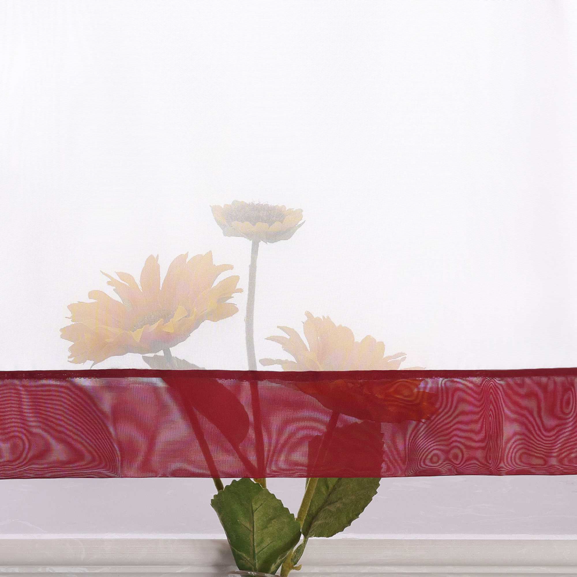 Cafe Curtain with Decorative Ribbon - orange, H x W 60 x 145cm