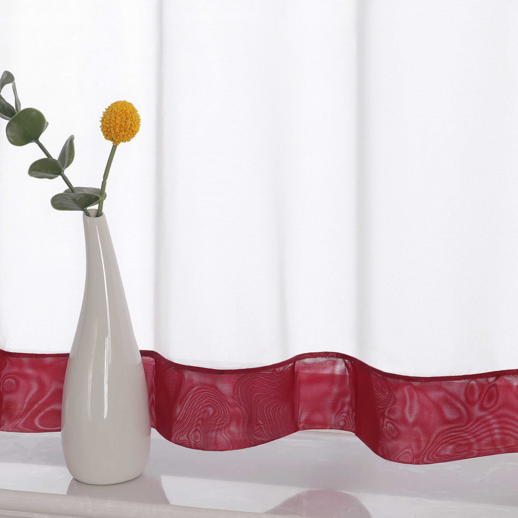Cafe Curtain with Decorative Ribbon - orange, H x W 60 x 120cm