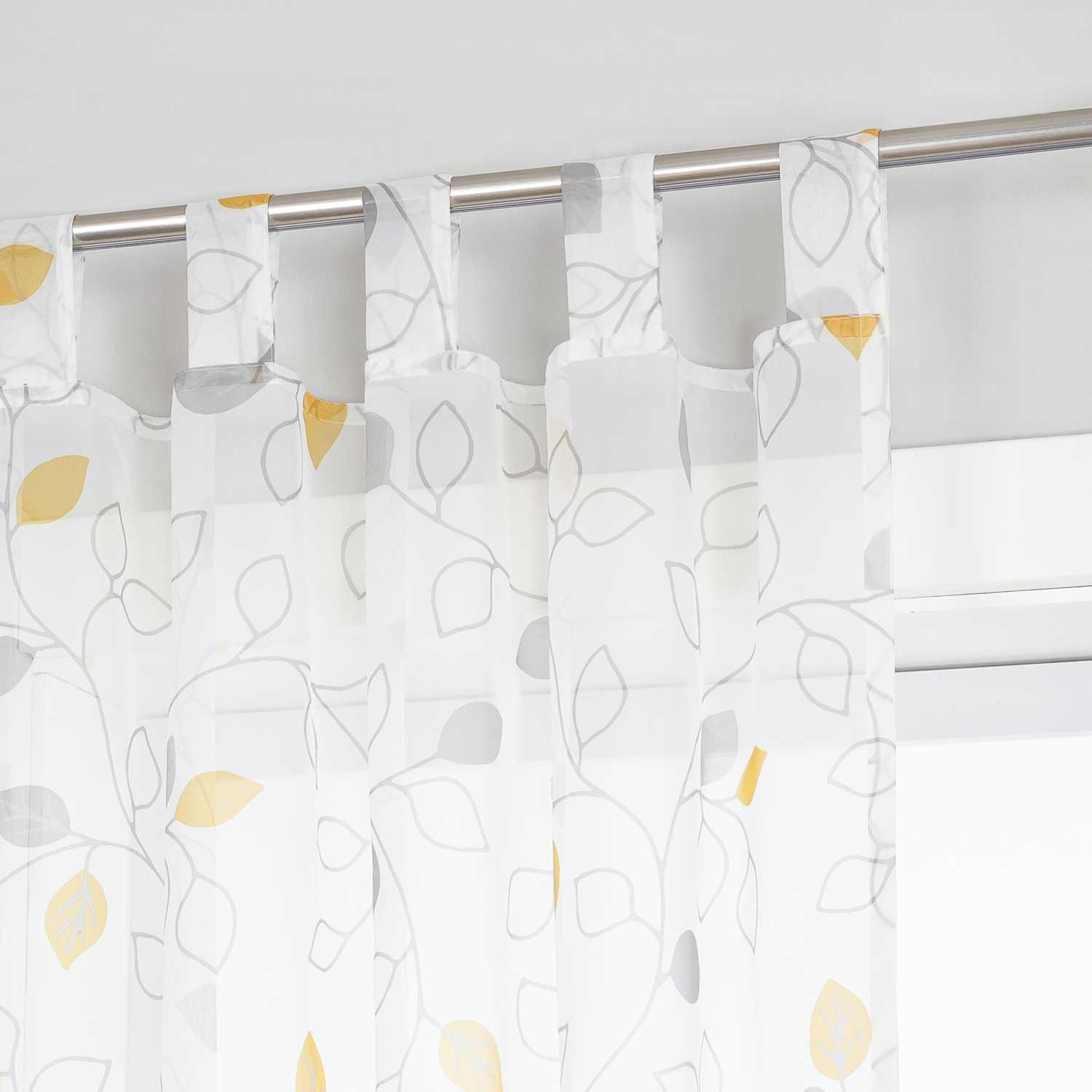 Curtain with Leaf Pattern and Tab-Top Hanging 1 Piece