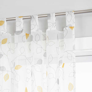 Curtain with Leaf Pattern and Tab-Top Hanging 1 Piece